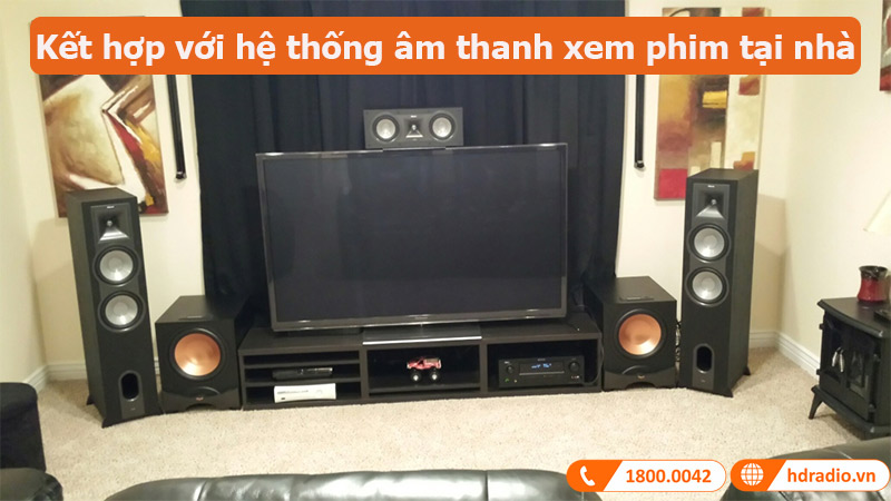 Loa center Klipsch KC25 kết hợp hệ thống âm thanh xem phim