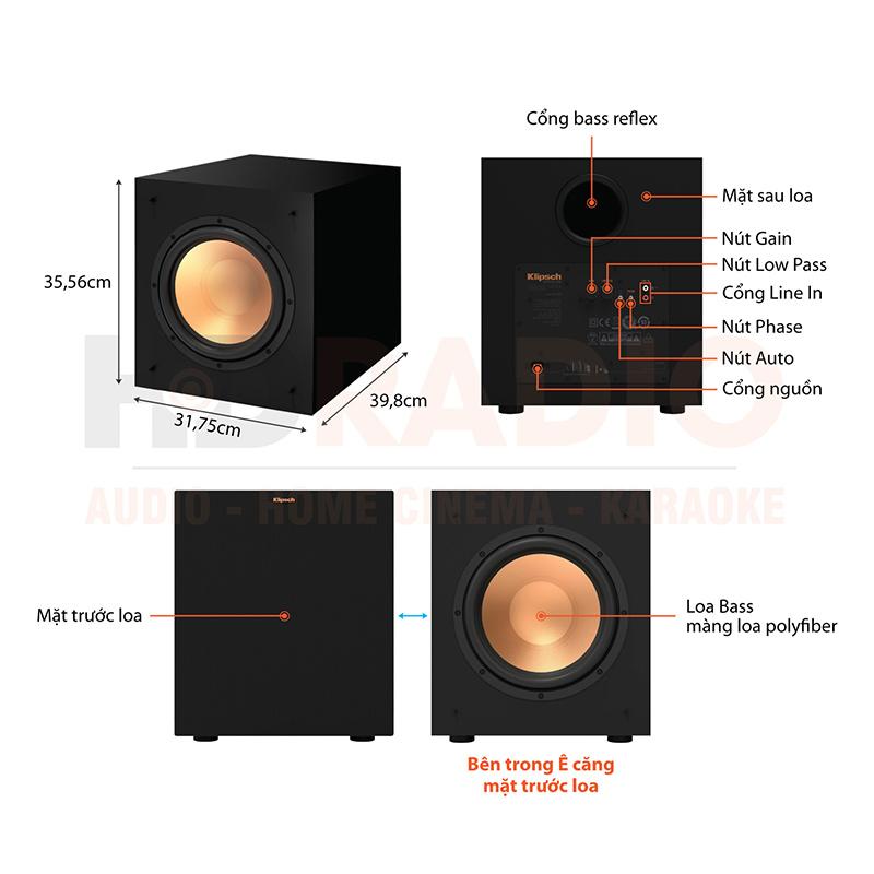 Chu thich loa Klipsch KD-10SW