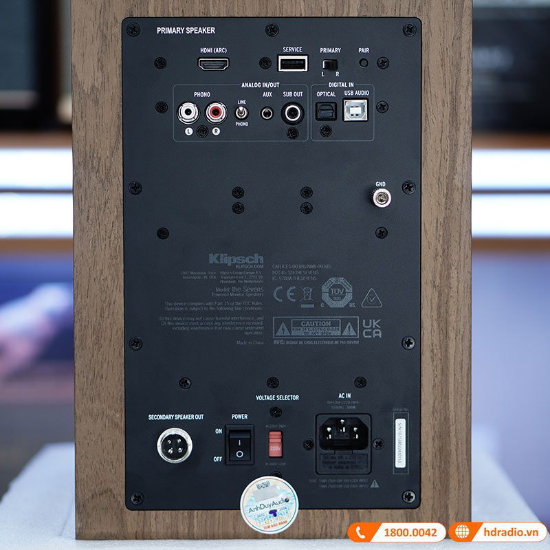 Loa Klipsch The Sevens Chính Hãng, Bluetooth, AUX, Optical, RCA, Sub Out, Công Suất 200W, Độ nhạy 112dB, Tần số 39Hz-25kHz-13