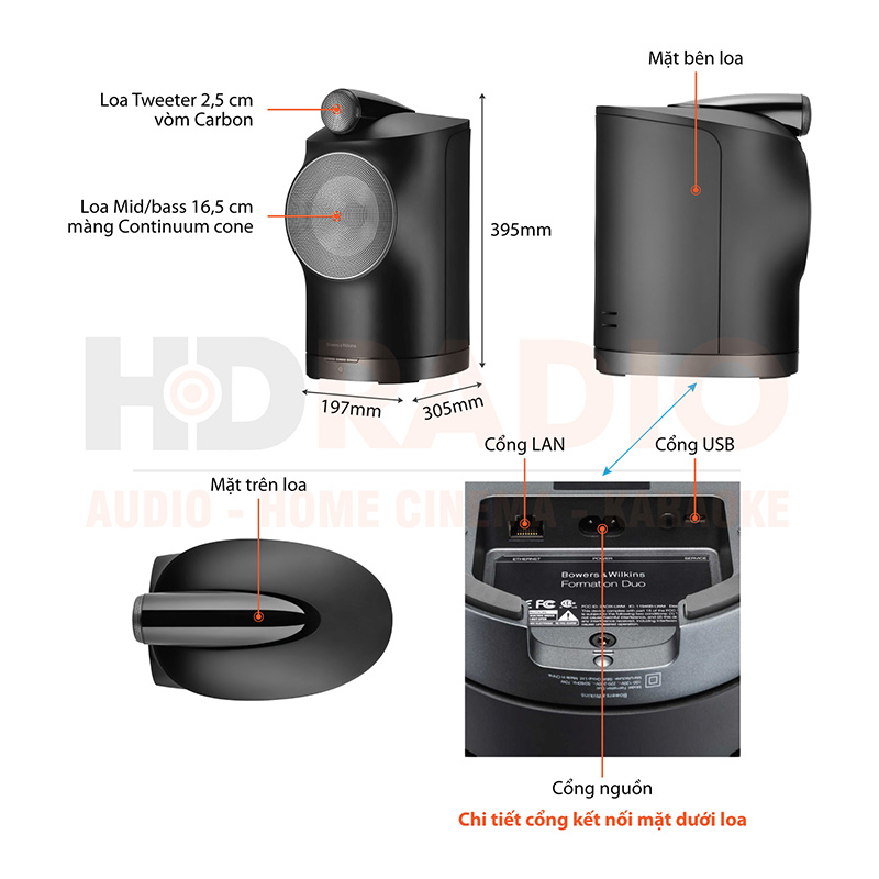 Loa B&W Formation Duo Chính Hãng, Công Suất 250W, Bass 16,5cm, WiFi, Bluetooth, Airplay 2-2