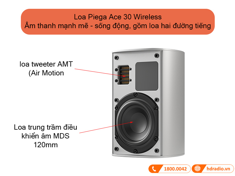 Loa Piega Ace 30 Wireless gồm loa 2 đường tiếng