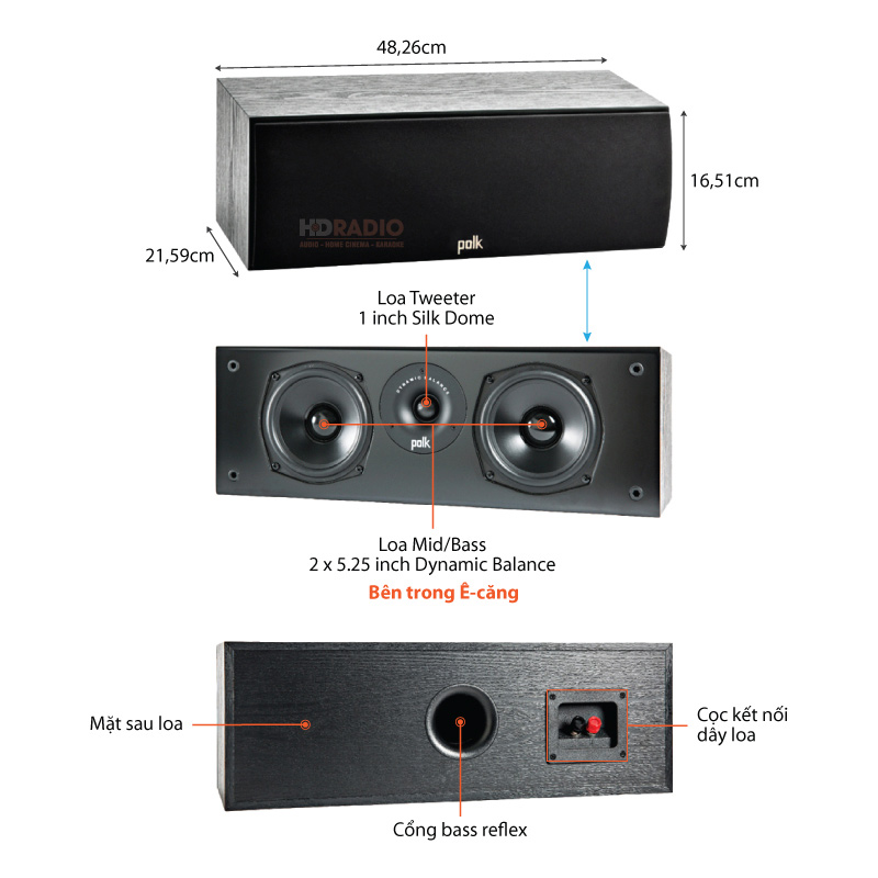 chu thich loa center polk audio t30