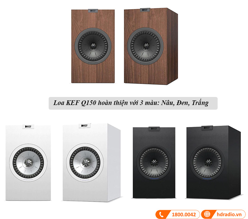 Loa KEF Q150 hoàn thiện với 3 màu: Nâu, Đen, Trắng Loa KEF Q150