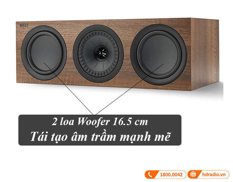 2 loa woofer tái tạo âm trầm mạnh mẽ Loa Center KEF Q650C
