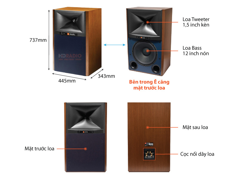 Loa bookshelf JBL 4349 Studio Monitor chú thích 