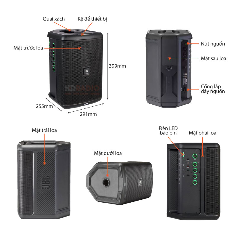 Loa JBL EON ONE Compact, Pin 12h, 150W, Mixer 4 kênh, AUX, Bluetooth, Mic, Line (Hệ Thống PA All-In-One)-1