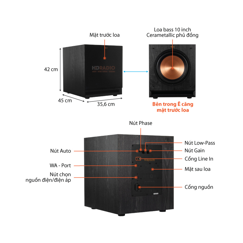 Chu thich loa sub Klipsch SPL100
