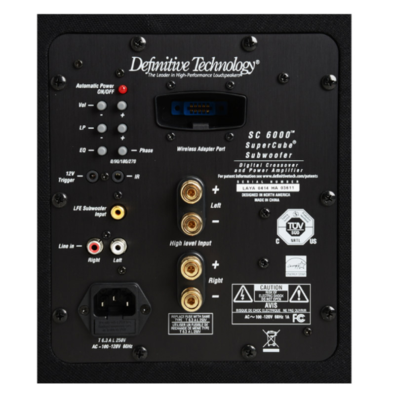 Mặt sau Loa sub Definitive Technology SuperCube 6000 với các cổng kết nối đa dạng Loa sub Definitive Technology SuperCube 6000