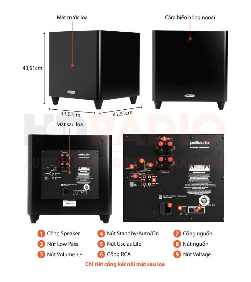 Chú thích loa sub Polk Audio DSW Pro 660