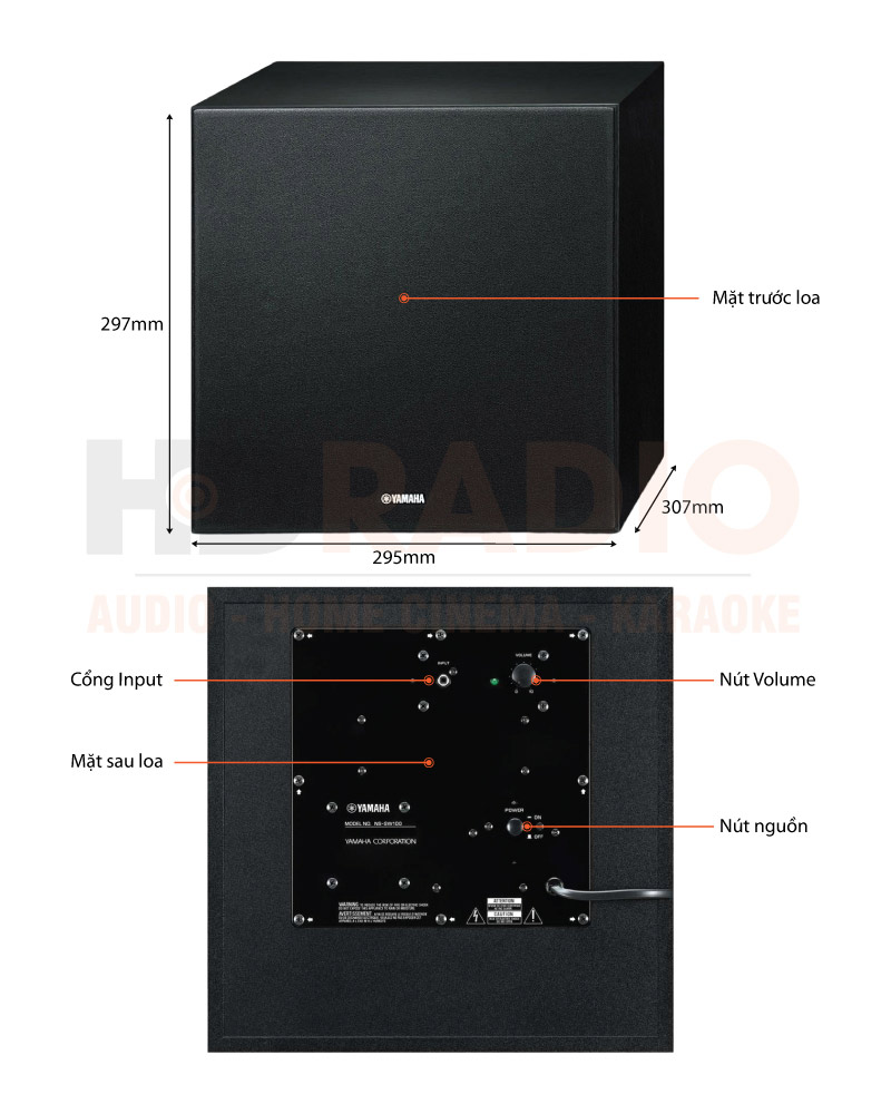 loa sub Yamaha NS-WSW121 chú thích 