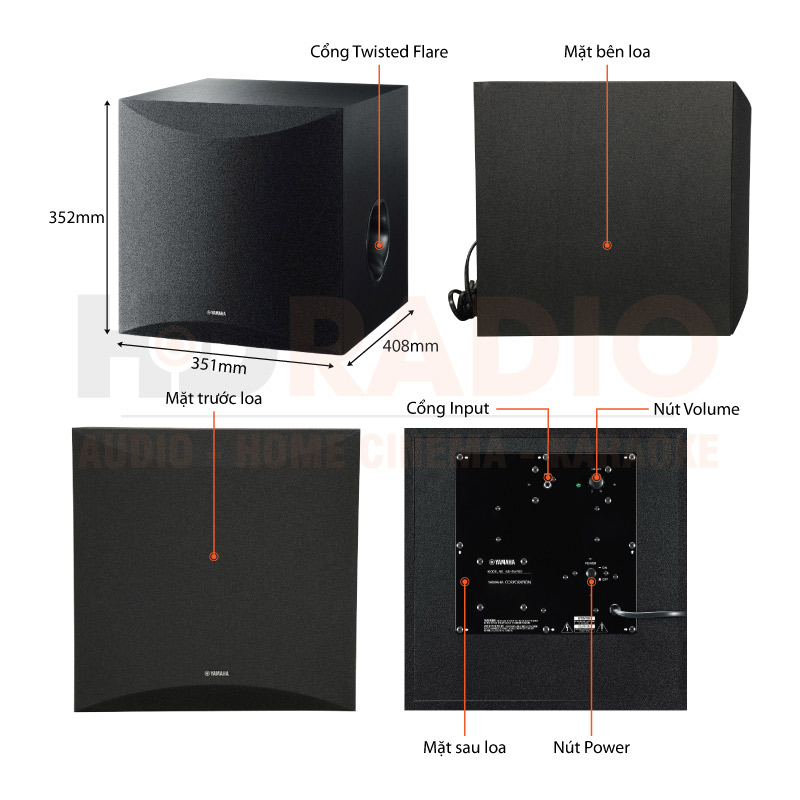 Loa Yamaha NS-SW100 chú thích 