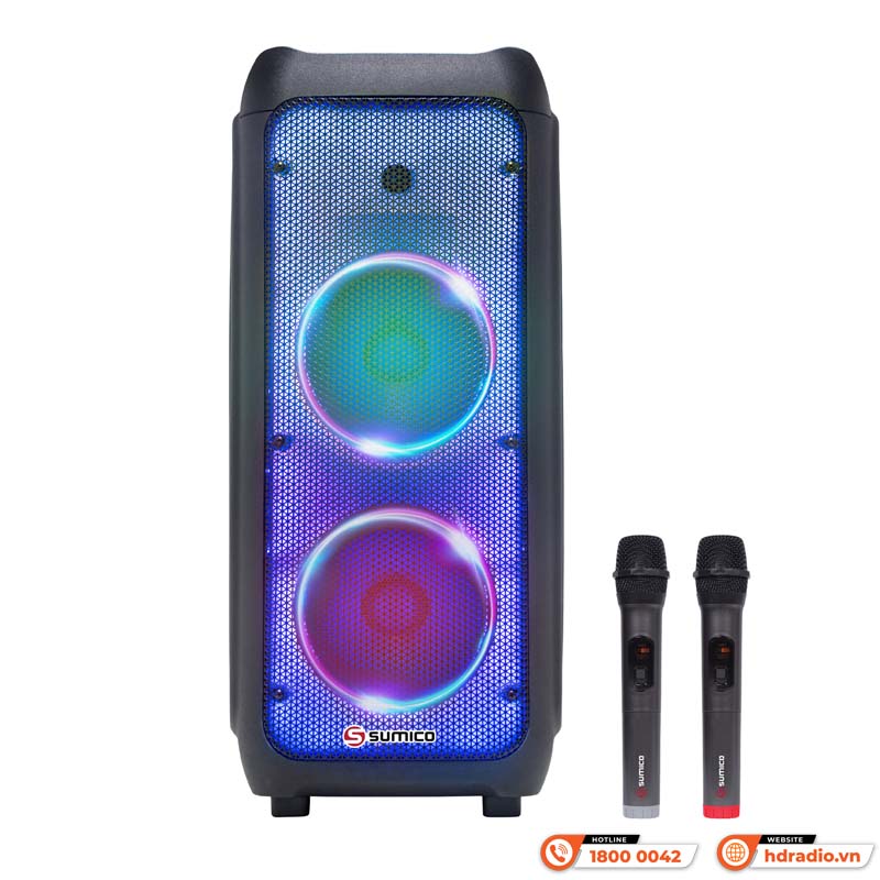 Loa Sumico SU-802, Bass 20cm x 2, Công suất 100W, Bluetooth, AUX, MIC, FM, USB-1