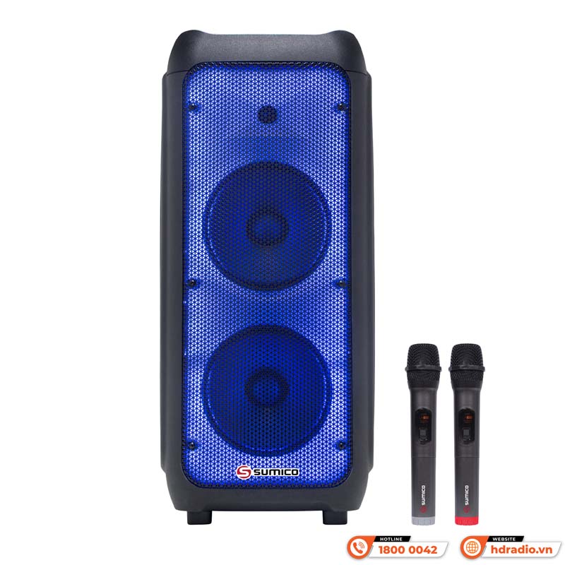 Loa Sumico SU-802, Bass 20cm x 2, Công suất 100W, Bluetooth, AUX, MIC, FM, USB-2