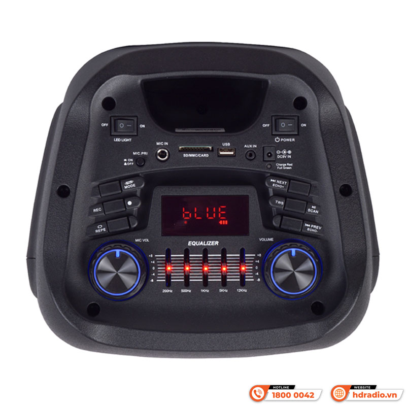 Loa Sumico SU-802, Bass 20cm x 2, Công suất 100W, Bluetooth, AUX, MIC, FM, USB-8