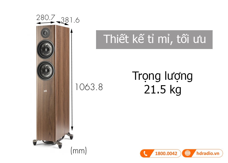 Kich thuoc Loa Polk Audio Reserve R600