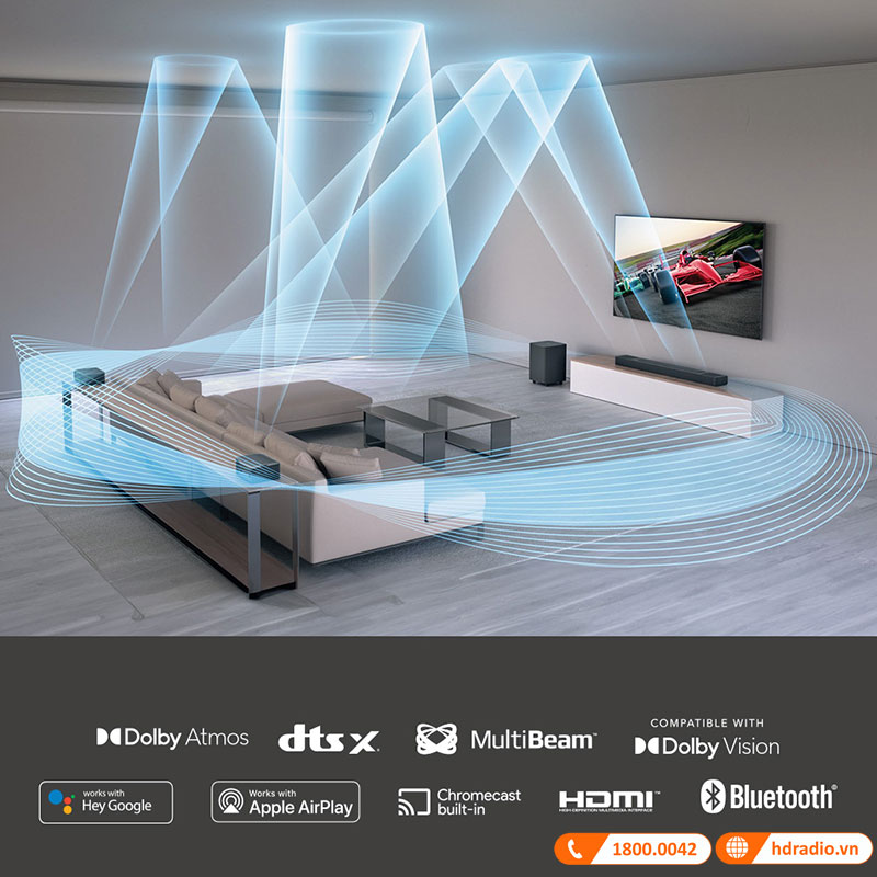 Loa JBL Bar 1000 Chính Hãng, Công Suất 880W 3D Dolby Atmos và DTS, Bluetooth 5.0, Wifi, HDMI, Optical (Âm Thanh Vòm Ảo 7.1.4 Kênh)-2