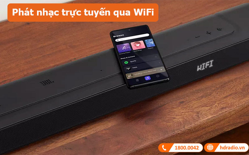 Loa soundbar JBL Bar 500 phát nhạc trực tuyến qua WiFi