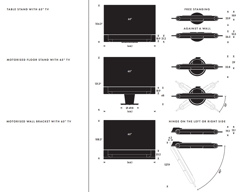 kích thước loa Beosound Theatre 65 inch 