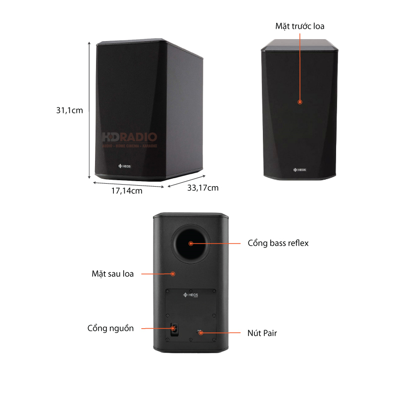 Chu thich loa Soundbar Denon HEOS HomeCinema HS2