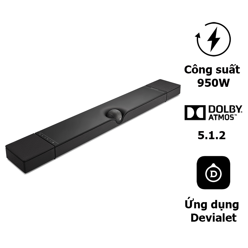 Loa soundbar Devialet Dione, Công suất 950W, HDMI eARC, Optical, TOSLINK, AirPlay 2, Spotify Connect, Bluetooth 5.0, UPnP, Wifi