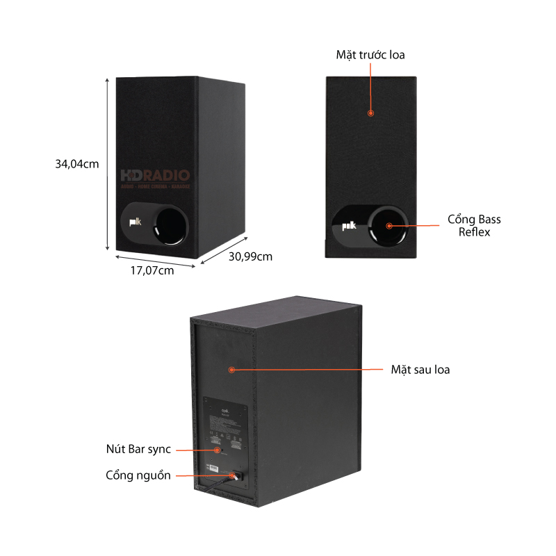 Chu thich loa soundbar Polk Signa S2 System