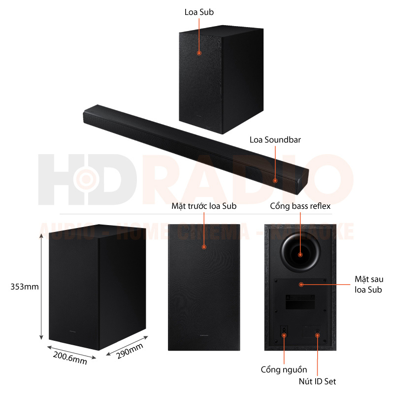 Chú thích Loa soundbar Samsung HW-A550 