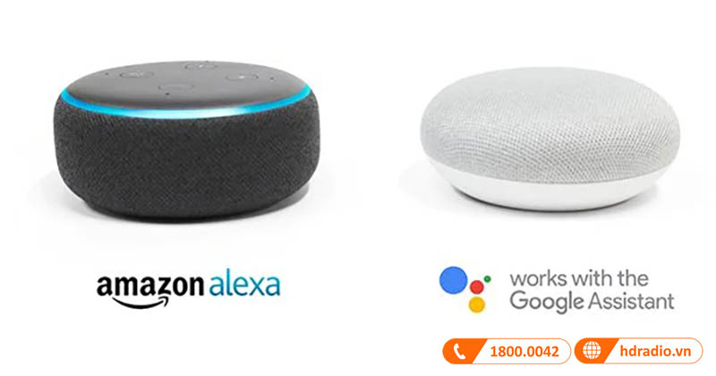 hỗ trợ điều khiển giọng nói với Amazon Alexa và Trợ lý Google