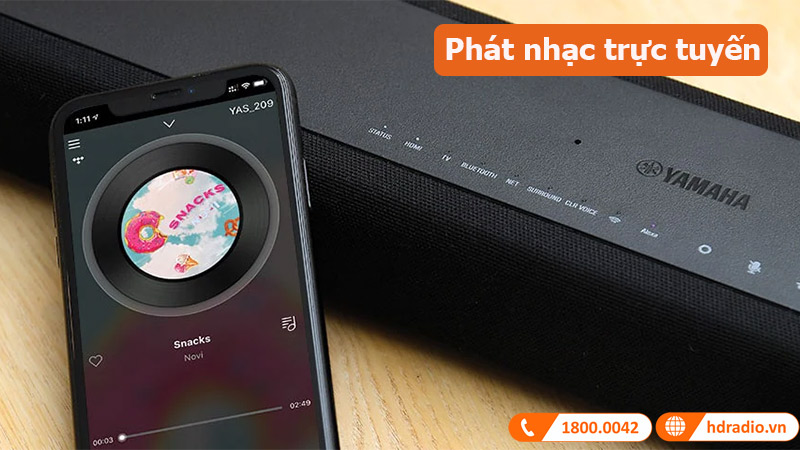 Loa soundbar Yamaha YAS-209 phát nhạc trực tuyến 