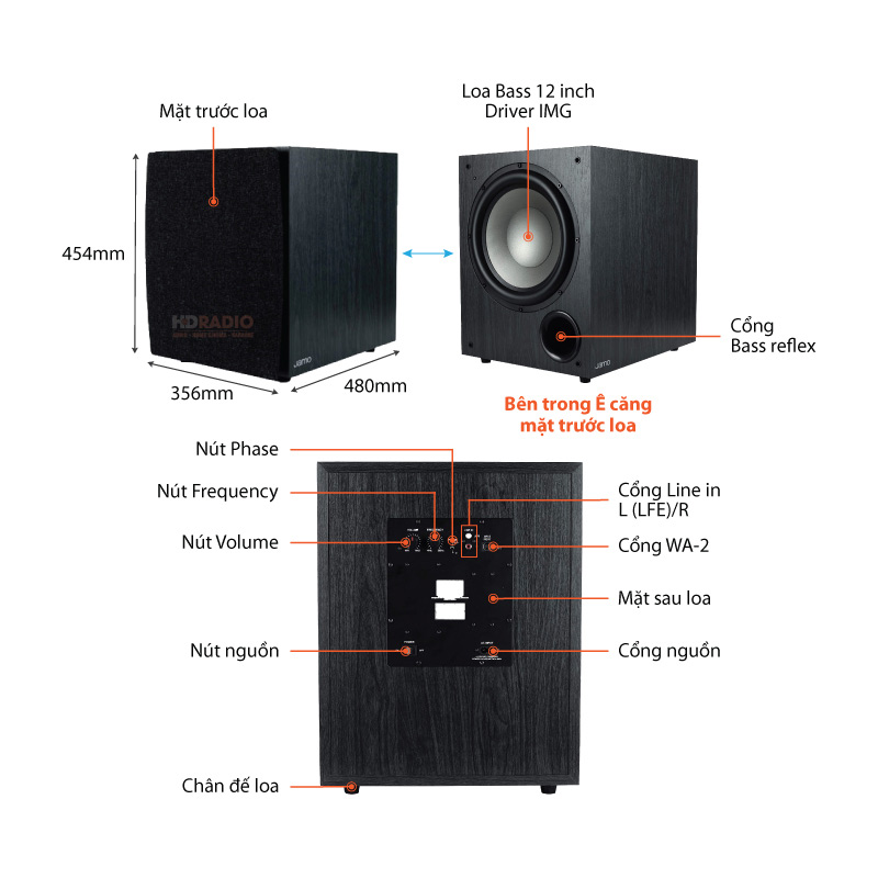 Loa Sub Jamo C912, Sub điện, Bass 30cm, công suất 300W-2