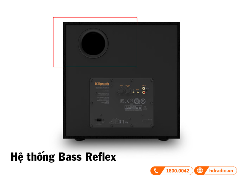 he thong bass reflex loa klipsch r-121sw