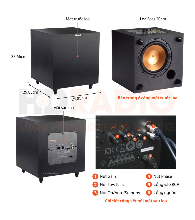 Chú thích loa sub Klipsch R 8SW