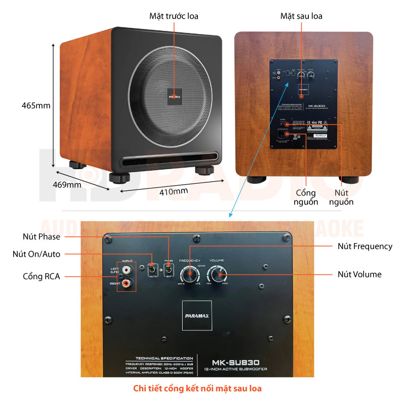 Loa Sub Paramax MK Sub30 chú thích