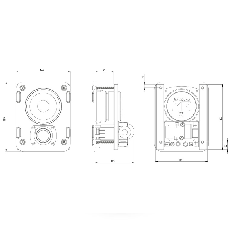 Loa MK Sound IW-5, Bass 10cm, Công suất max 125W, độ nhạy 85 dB-4