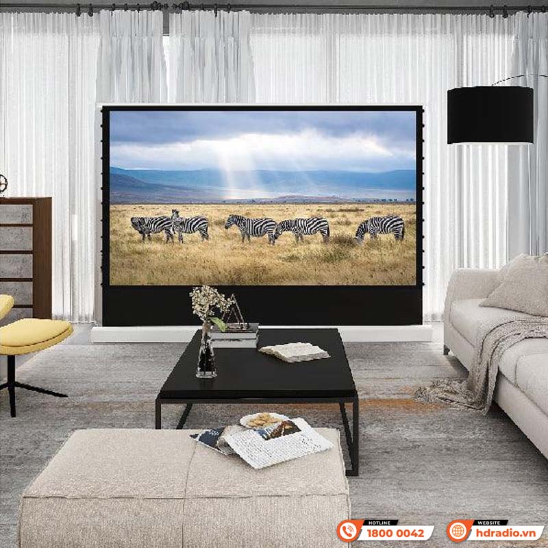 Màn chiếu điện để sàn Vividstorm S White Cinema