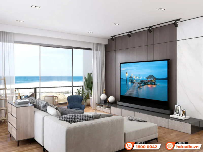 Màn chiếu điện để sàn Vividstorm S White Cinema