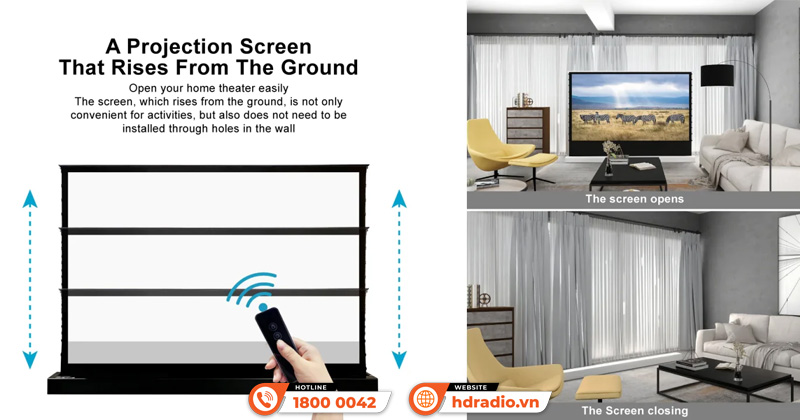 Màn chiếu điện để sàn Vividstorm S White Cinema