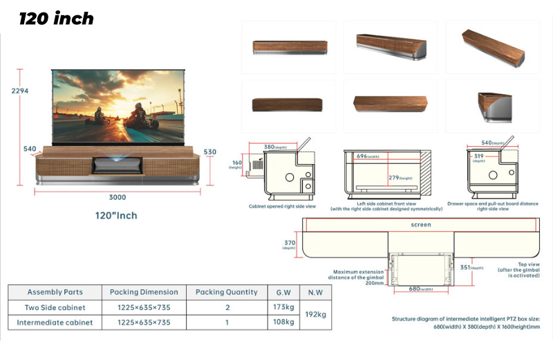 Tủ kệ đặt máy chiếu, màn chiếu siêu gần Vividstorm Dune