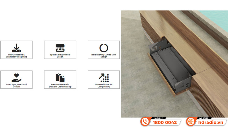 Tủ kệ đặt máy chiếu, màn chiếu siêu gần Vividstorm Dune