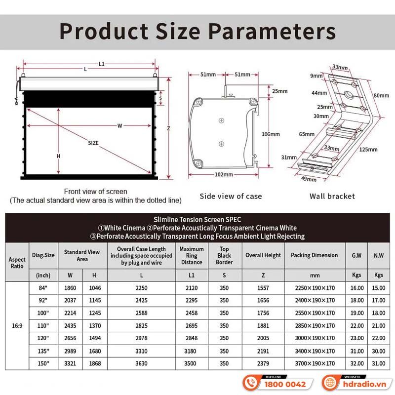 Màn chiếu xuyên âm Vividstorm VMSLPW100H
