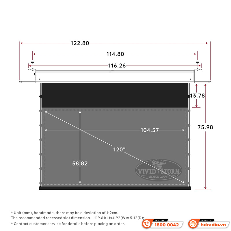 Màn chiếu âm trần quang học Vividstorm VPCLUST120H (120 Inch;16:9) Dùng Cho Máy Chiếu Gần-3