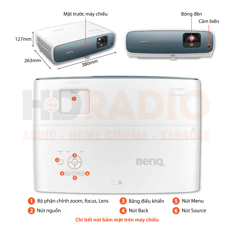 chú thích máy chiếu BenQ TK850I