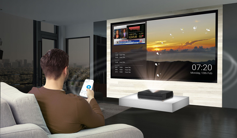 Trợ lý giọng nói máy chiếu 4K siêu gần Optoma CinemaX P1