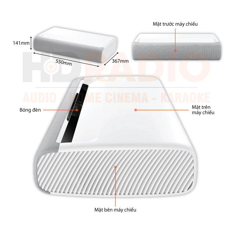 Máy Chiếu 4K Siêu Gần Samsung LSP9T chú thích