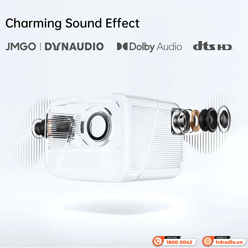 Máy tích hợp hai loa 5W được tinh chỉnh bởi thương hiệu âm thanh danh tiếng Dynaudio, mang đến âm thanh 360 độ sống động, giàu chi tiết, hỗ trợ Dolby Audio và DTS