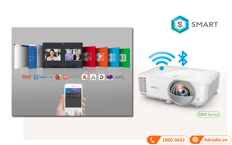 ket noi khong day may chieu benq ex800st