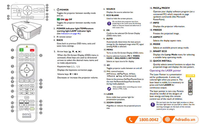 dieu khien tu xa may chieu benq mh733
