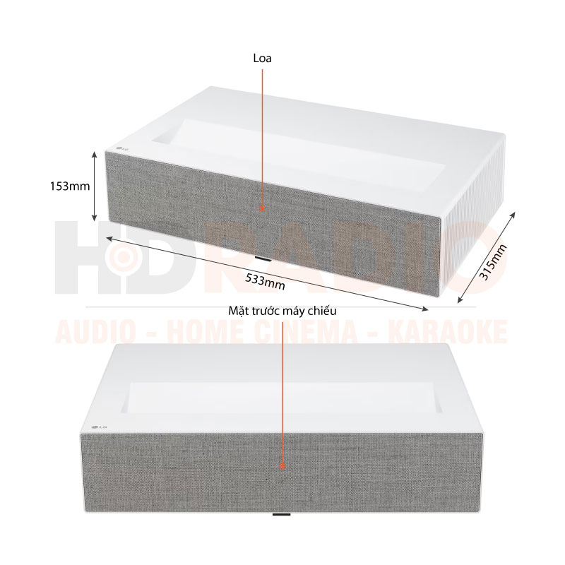 Chú thích Máy chiếu 4K siêu gần LG HU715QW