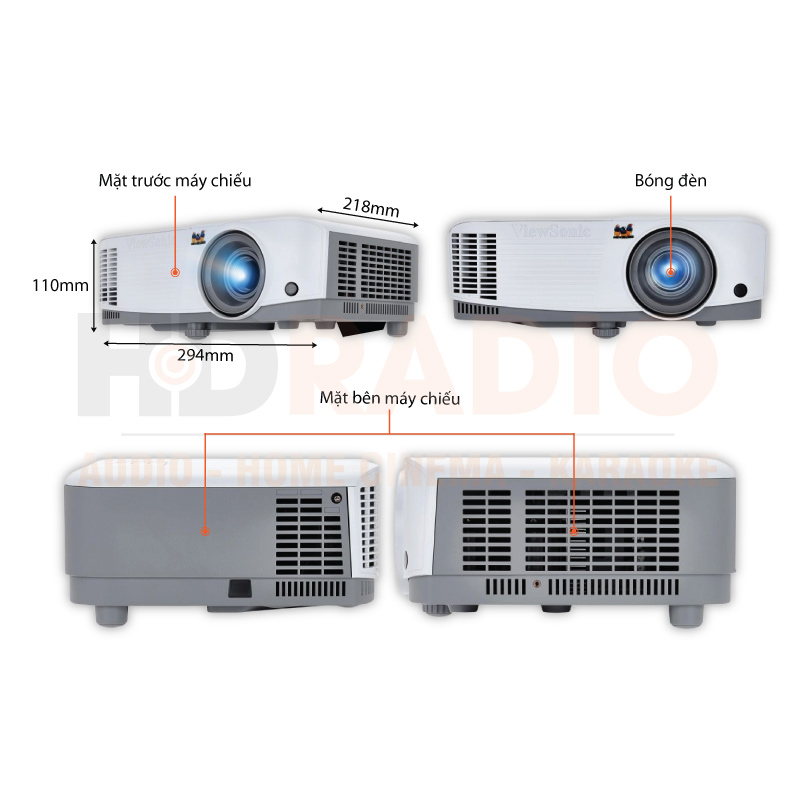 Máy chiếu Viewsonic PA503XB chú thích