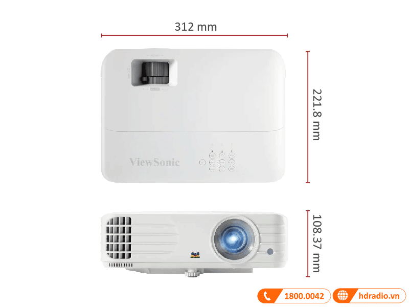 Kích thước máy chiếu Viewsonic PG706HD