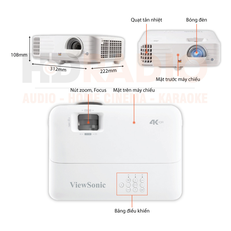 Máy Chiếu 4K Viewsonic PX701-4K, 3200 ANSI Lumen, 4K (3840x2160)-1